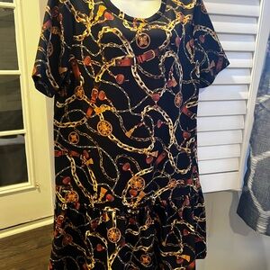 Zara Horse bit Chain Print Black Dress